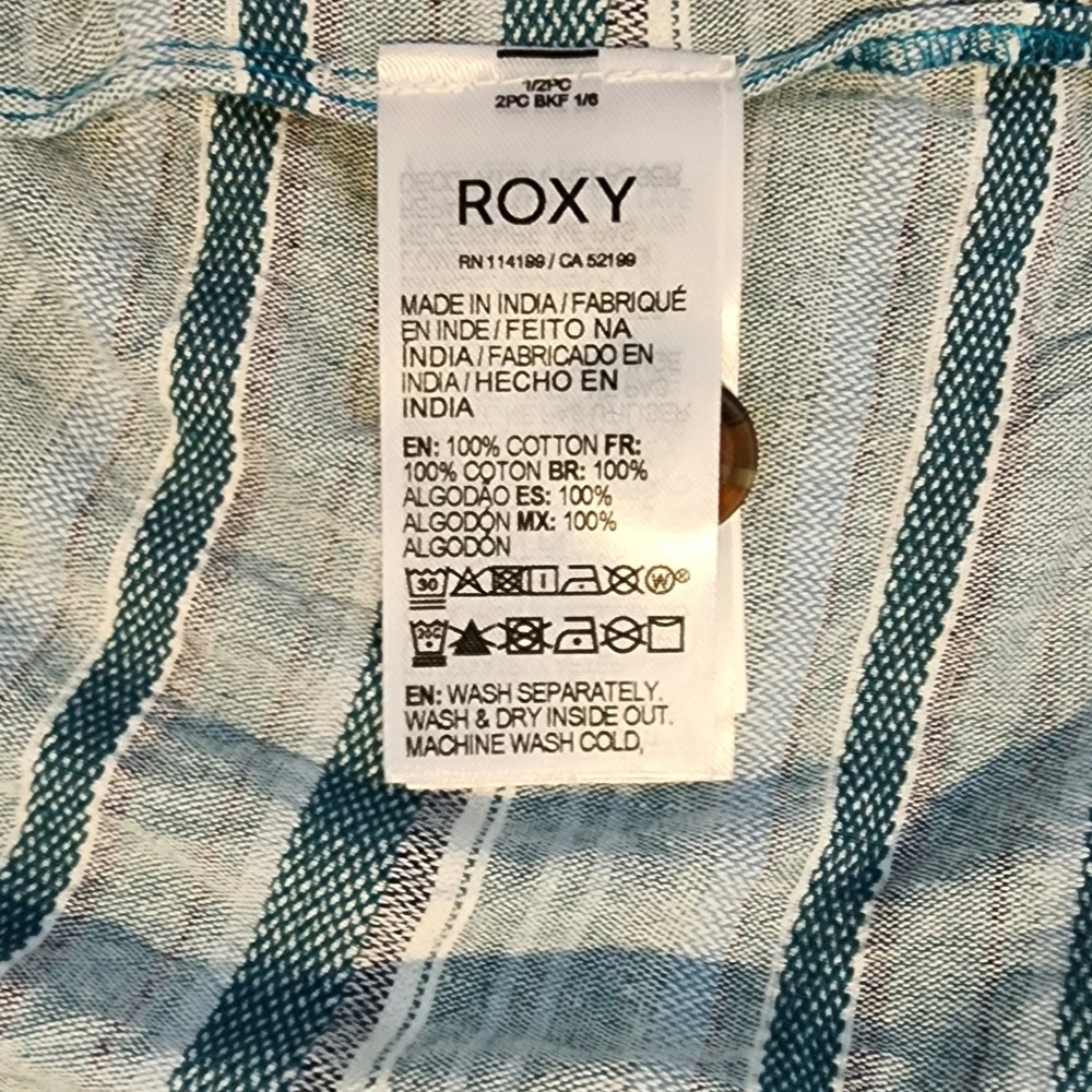 Roxy Striped Mini Dress Button Front Sleeveless C… - image 7